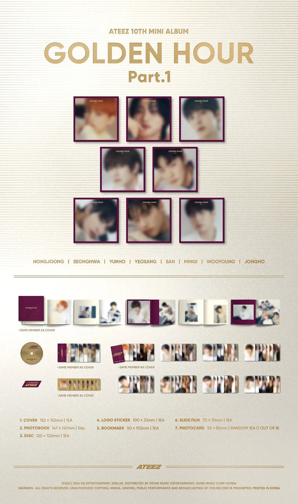 Ateez - Golden Hour Part.1 Digipack Inclusions