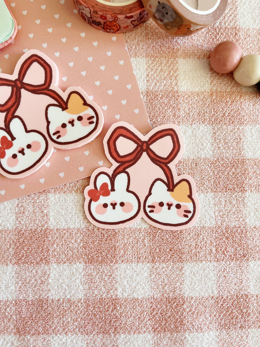 [Cherry Rabbit] Cherry Ribbon Sticker – lilakshop