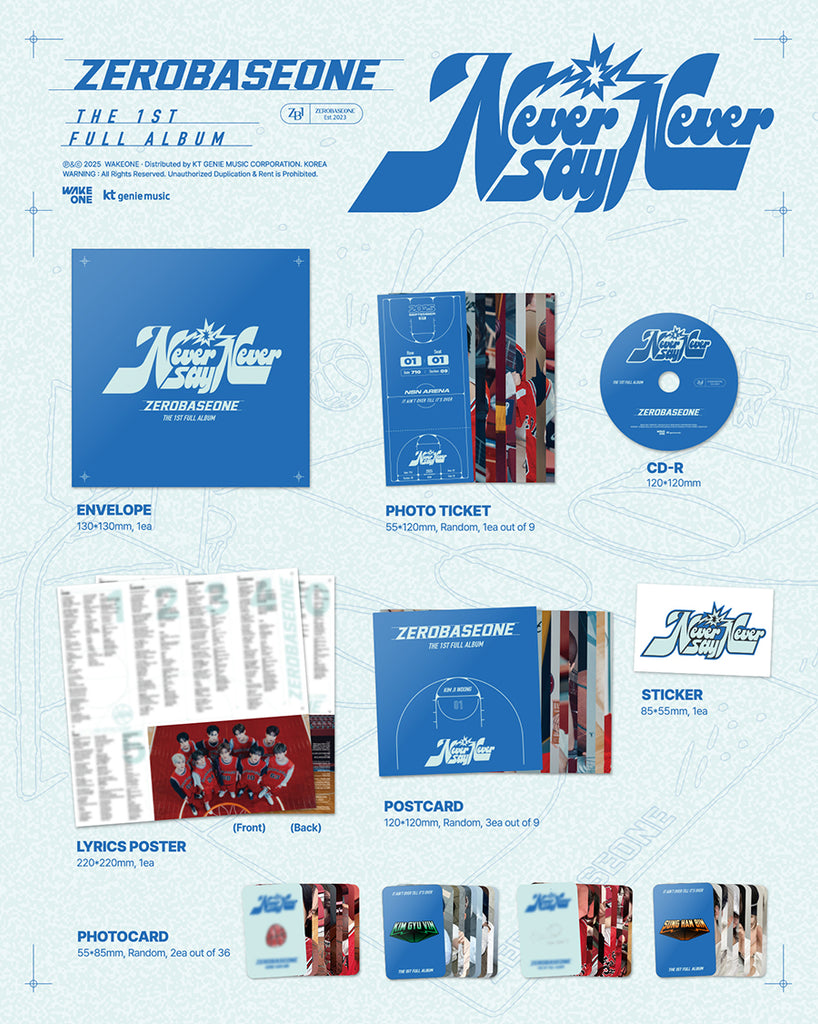 ZEROBASEONE - Never Say Never Album [Slam Dunk Version] Inclusions