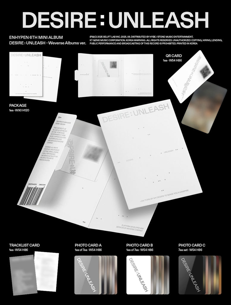 Enhypen - Desire: Unleash Album Weverse Version Inclusions