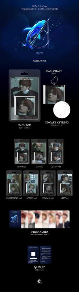 EPEX - 3rd Album Youth Chapter 3: Romantic Youth Album [Keyring Version]  Inclusions