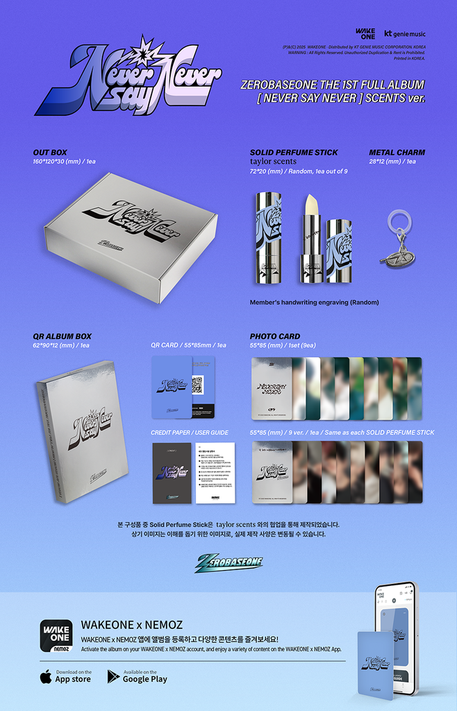 ZEROBASEONE - Never Say Never Album [Scents Version] Inclusions