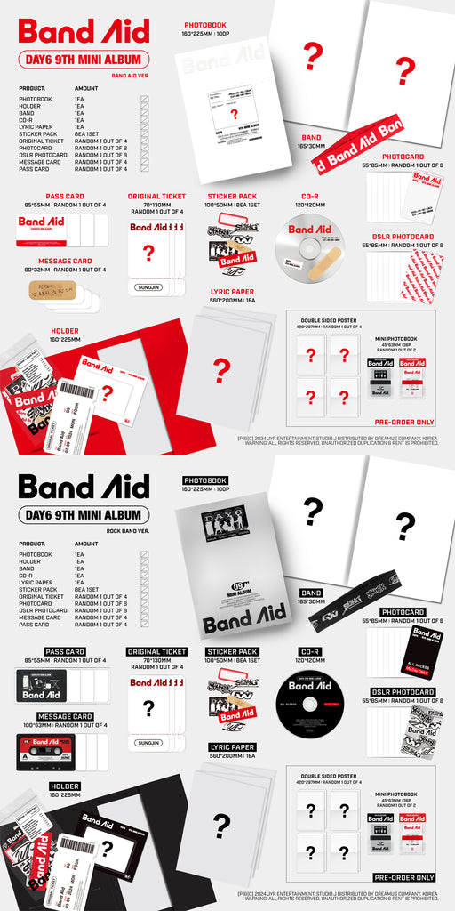 Day6 - Band Aid Album Standard Version Inclusions