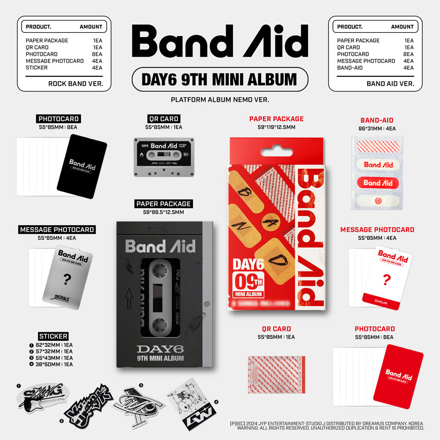 Day6 - Band Aid Album Platform Version Inclusions