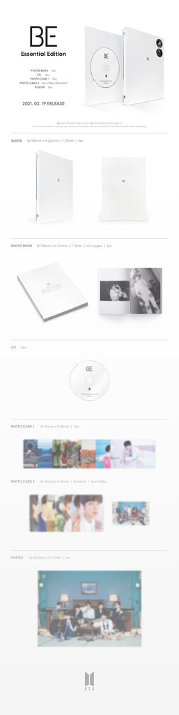 BTS - BE Album Essential Version Inclusions