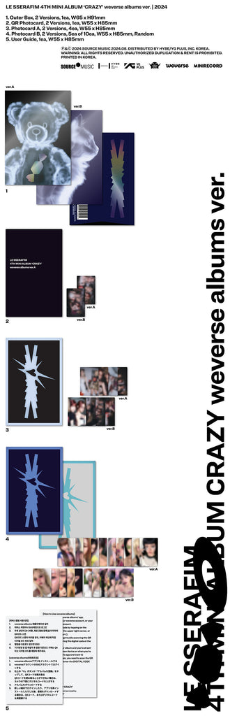 LE SSERAFIM - CRAZY Album Weverse Ver. Inclusions