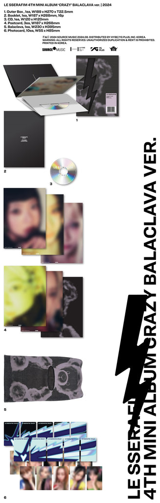 LE SSERAFIM - CRAZY Album Balaclava Ver.  Inclusions